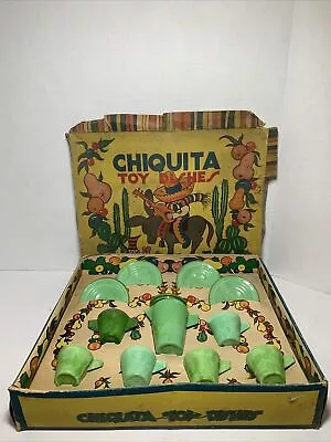 Chiquita Toy Dish Set Opaque Green Glass 12 Pc New York USA • $89.99