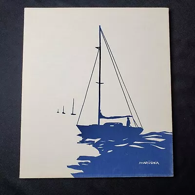 VTG 1982 Marushka Sailboat Skipper Canvas Screen Printed Coastal Beach Art 14x16 • $139