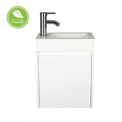 16 Bathroom Vanity Wall Mount Cabinet Resin Sink Faucet Vessel Drain Combo Set • $129.99