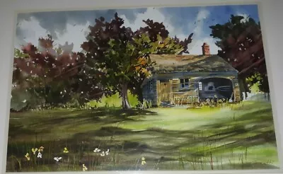 John Tomasetti Shutesbury Mass.  Watercolor Painting Deerfield • $475
