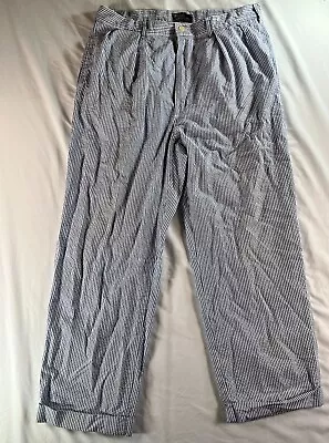 Men's Polo By Ralph Lauren Made In USA Blue Seersucker Pants Size 36x30 • $25