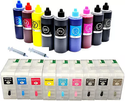 9pcsx80ml Refillable Cartridges+9x200ml UltraChrom K3 Ink For Stylus 3880 • $203.55