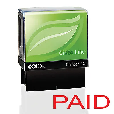 COLOP PAID Green Line Self Inking Rubber Stamp (RED Ink)  P20GLPAID • £12.95
