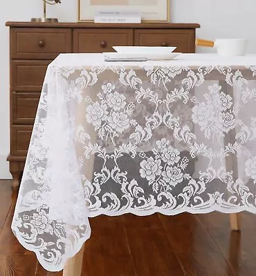 Easter Tablecloth. 60 X 84 White Lace Tablecloth. Elegant Rectangle Tableclot... • $34.47
