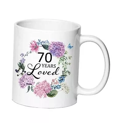 70 Years Loved Coffee Mug - 70th Birthday Gift Ideas For Women 70 YEARS LOVED • £25.43