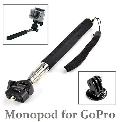Extendable Monopod Stick 4 GoPro Hero 3 2 1 HD Camera Hand Held Also Universal • £5.99