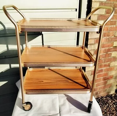 Vintage Retro Tea Trolley 3 Tier Drinks Cocktail Bar Cake Cafe Kaymet • £80