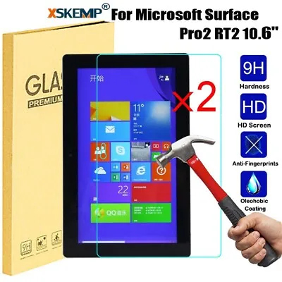 2 PACK TEMPERED GLASS Screen Protector Microsoft Surface Pro 2 RT2 10.6 Tablet • $8.72