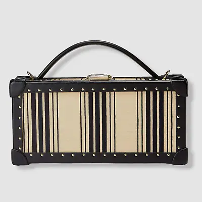 $2750 Tanner Krolle Women's Black Leather Striped Stud Luggage Top Handle Bag • $1367.70