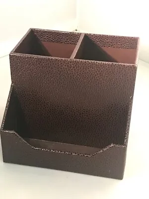 Martha Stewart Shagreen Pencil Cup & Card Holder Home Office Stack+fit - Brown • $13.98