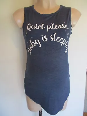 Matalan Maternity Blue Slogan Sleep Vest T-shirt Pyjama Top Size S 8-10 Bnwt • £6