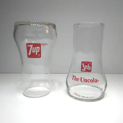 2* 1970's Unused 7UP Glasses Uncola Upside Down Drinking Glass 2 Vintage Glasses • $14.72