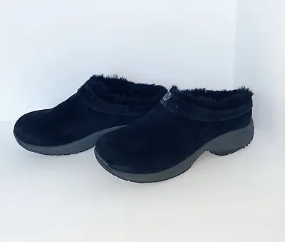 Merrell Encore Ice Clog Mule Womens Size 6.5 Slip On Black Suede Fur Lined Cozy • $29.55