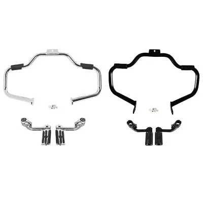 Mustache Engine Guard Crash Bar 1 1/4'' Footpegs Fit For Harley Softail 2000-17 • $42.80