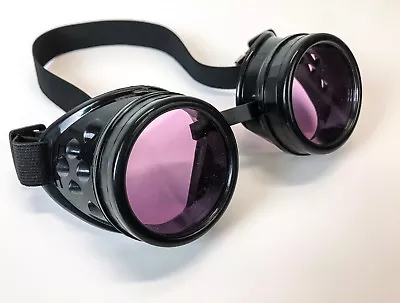 Purple Lens Black Goggles Steampunk Punk Goth Burning Man Sun Glass 3 Set Lens  • $12.99