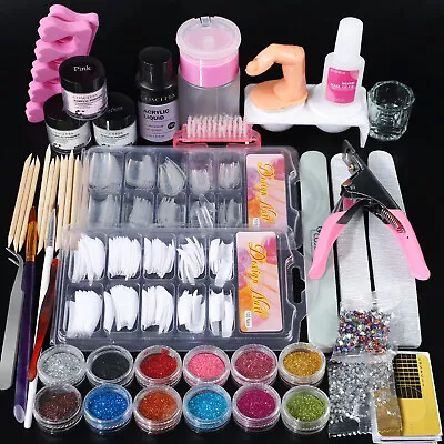Acrylic Nail Art Kits Acrylic Nail Powder Monomer Glitter Manicure Tools Set • $12.99