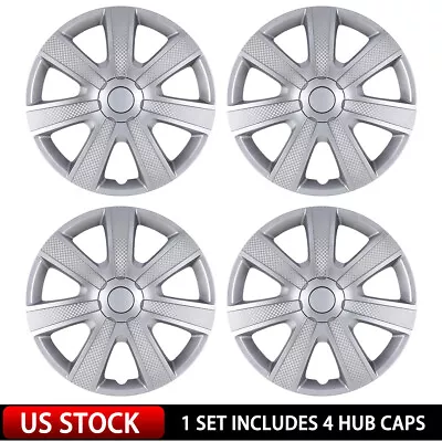 14  Set Of 4 Silver Wheel Covers Snap On Full Hub Caps Fit R14 Tire & Steel Rim • $51.24