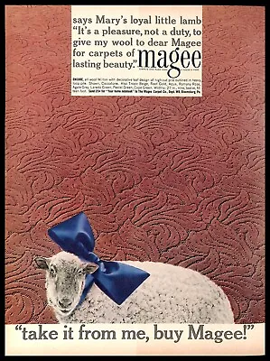 1957 Magee Carpets Rugs Vintage PRINT AD Lamb Sheep Wool Home Floor Decor • $8.99