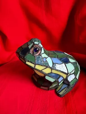 Vintage Tiffany Style Stained Green Art Glass Frog Lamp • $49.95