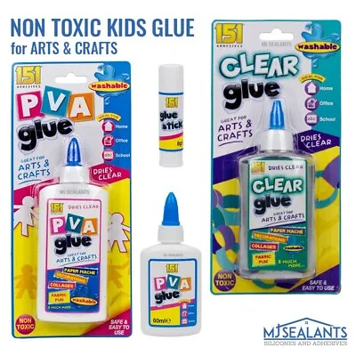 £2.39 • Buy 151 Kids Clear Glue PVA Glue Stick For Arts Crafts School Non Toxic Washable