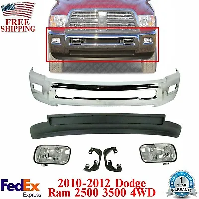 Front Bumper Chrome + Valance Fog Brackets For 2010-2012 Dodge Ram 2500 3500 4WD • $416.99