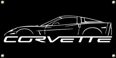 Big Banner Corvette C6 Side Silhouette Sign Poster Racing 4'x2' • $63.98