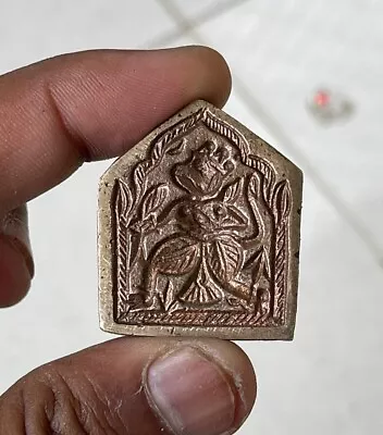 Antique Brass Inlay Hindu God Hanuman Ji Design Engraved Stamp Dye Jewelry Tool • $63