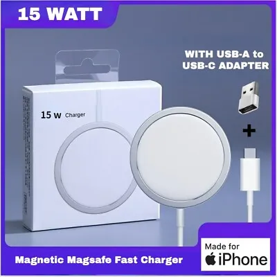 15W Fast Wireless Charger For Apple MagSafe IPhone 15 14 13 12 11 XR XS Pro Max • £4.85