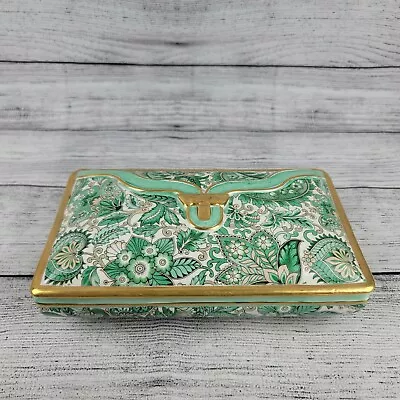 VINTAGE MOTTAHEDEH DESIGN ITALY Purse Box With Lid Green Paisley • $100