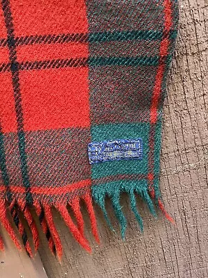 Vtg 1920s Pendleton Blanket 51x47 Red Green Plaid 100% Virgin Wool Tartan Throw • $29.99