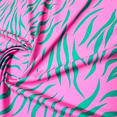 Zebra Pink Animal Print Spandex Fabric Stretch By Yard For Swimwear Sportwear • $12.99