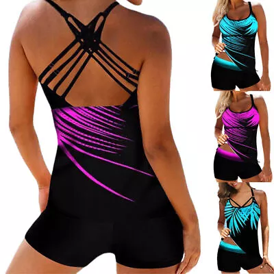 Lady Two Piece Tankini Set Bikini With Boy Shorts Swimsuit Swimwear Sport Summer • $32.29