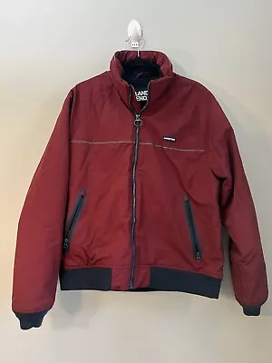 Lands End Mens Classic Squall Jacket Burgundy Navy Fleece Lined Size Large EUC • $29.99