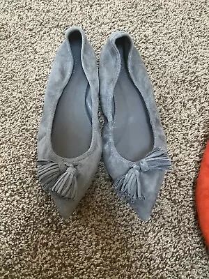 J. Crew Flats Women’s 7 Gray Lottie Suede Ballet Slip On Tassel Preppy Ladies • $14.99