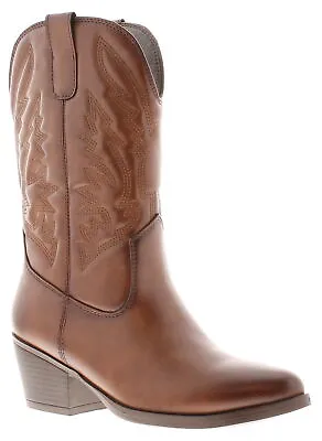 Apache Womens Cowboy Boots Ranch Tan UK Size • £29