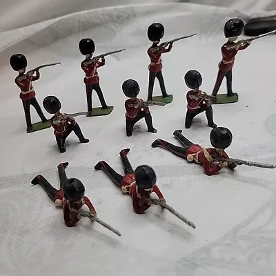 Britains LTD Queens Guard Soldier Lot Of 10 Prone Kneeling Standing Metal Figure • $29.93