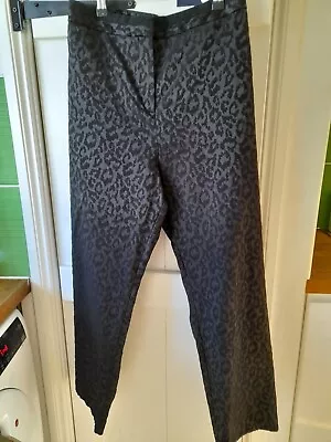 Per Una Ladies Black Jacquard Print Trousers Inside Leg 27  Size 22 Smart Formal • £6.99