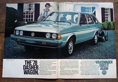 $8 • Buy 1978 Volkswagen VW Dasher Wagon Print Ad VW Does It Again Mercedes Rolls 2 Page