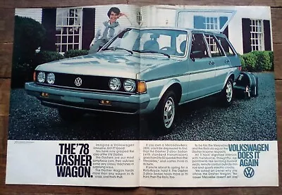 1978 Volkswagen VW Dasher Wagon Print Ad VW Does It Again Mercedes Rolls 2 Page • $8