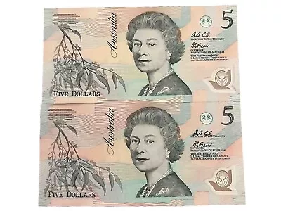 2xRare Australia $5 Dollar Banknote Dark Green-Circ • $49.95