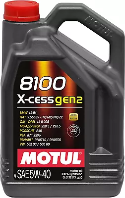 Motul (109776) 8100 X-Cess Gen2 5W40 - 100% Synthetic Engine Oil  - 5 Liter • $47.87