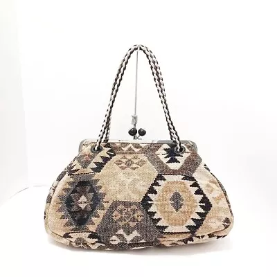 Auth Max Mara WEEKEND - Black Beige Multi Wool Leather Shoulder Bag • £127.27