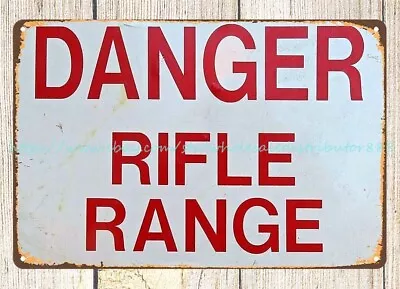 Garden Outdoor Wall Art Bathroom Vintage Danger Rifle Range Metal Tin Sign • $18.96