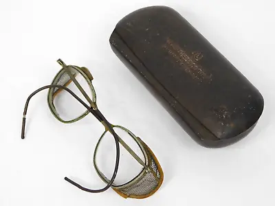Vintage American Optical AO Safety Goggles With Metal Case Steam Punk Motorcycle • $27.29
