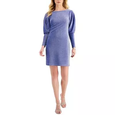 Aidan By Aidan Mattox Womens Blue Metallic Above Knee Sheath Dress 4 BHFO 2361 • $11.99