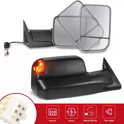 LH+RH Tow Mirrors Power Heated Led Signal Lights For 98-02 Dodge Ram1500 2500 • $116.79