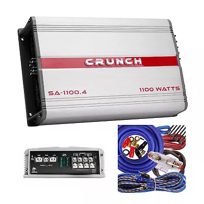 Crunch SA-1100.4 1100 Watts Smash Four Channel Car Audio Amplifier + 4 Ch Kit • $78.99