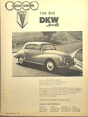DKW Audi Auto Union FWD Touring Champion Mancave Garage Vintage Print Ad 1956 • $18.77
