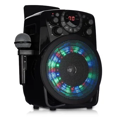 Karaoke Machine Portable System Flashing Lights & Microphone Bluetooth SD USB  • £64.94