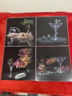 Lot Of 4 Michael Godard Unframed Print Art 12x12 Prints Las Vegas Olives Dice • £175.15